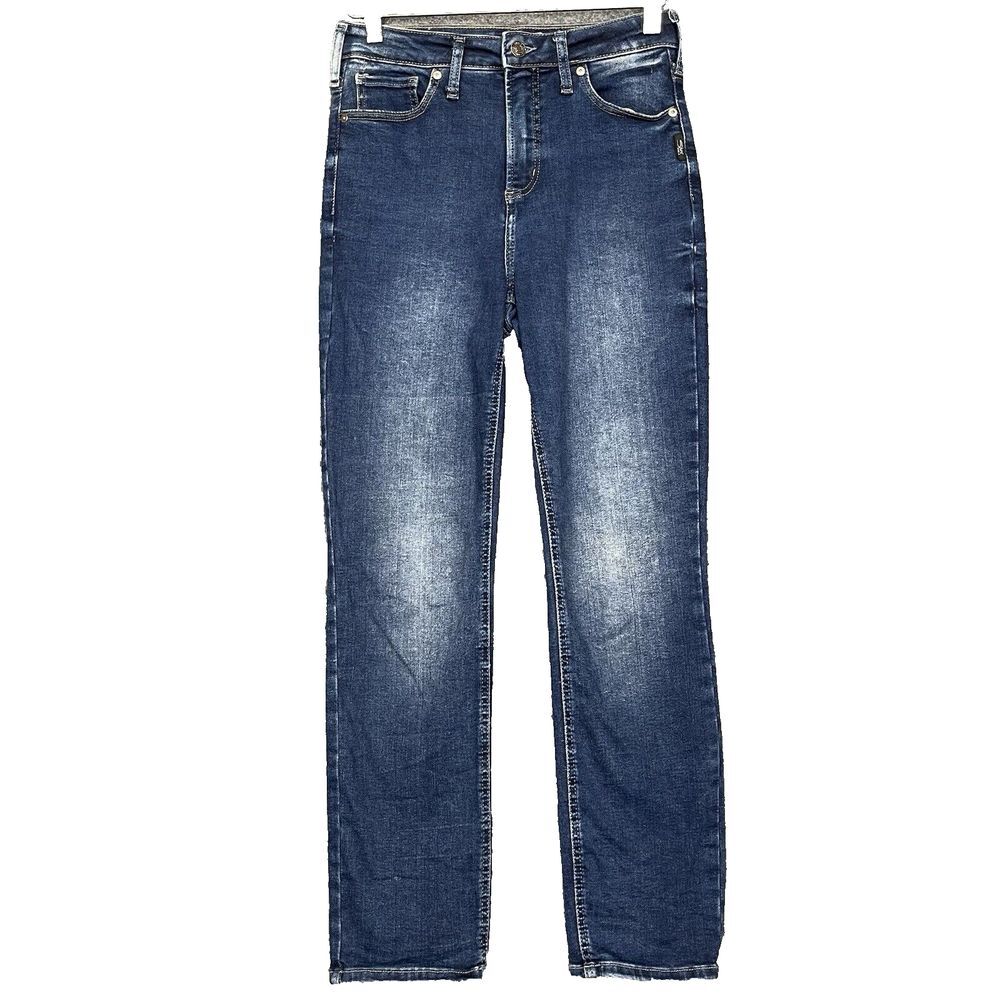 Silver Jeans Womens Medium L29 Fits 28x27 Blue Infinite Fit Straight High Rise